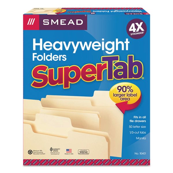 Smead Pressboard Folder Super Tab, Manila, PK50 10401